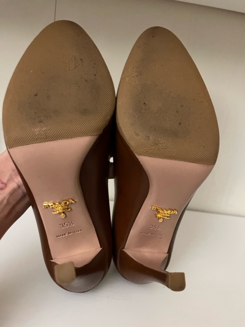 Prada Brown Leather Pointed-Toe Stiletto Pumps - Picture 9 of 14